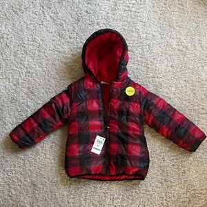Epic Threads Red & Black Plaid Hooded Puffer Jacket